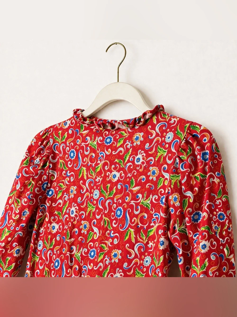 Hanna Andersson Girls Red Floral Swirl Cotton Dress Size 130 US 7/8‎